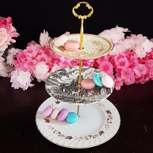 Handmade 3 Tier Cake Stand in Farmhouse Autumn Browns: Dessert Stand Gift - Picture 5 of 11